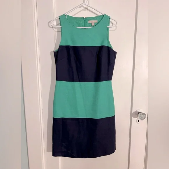 Banana Republic | Dresses | Banana Republic Size 8 Sleeveless Shift Dress  Blue And Green Striped | Poshmark